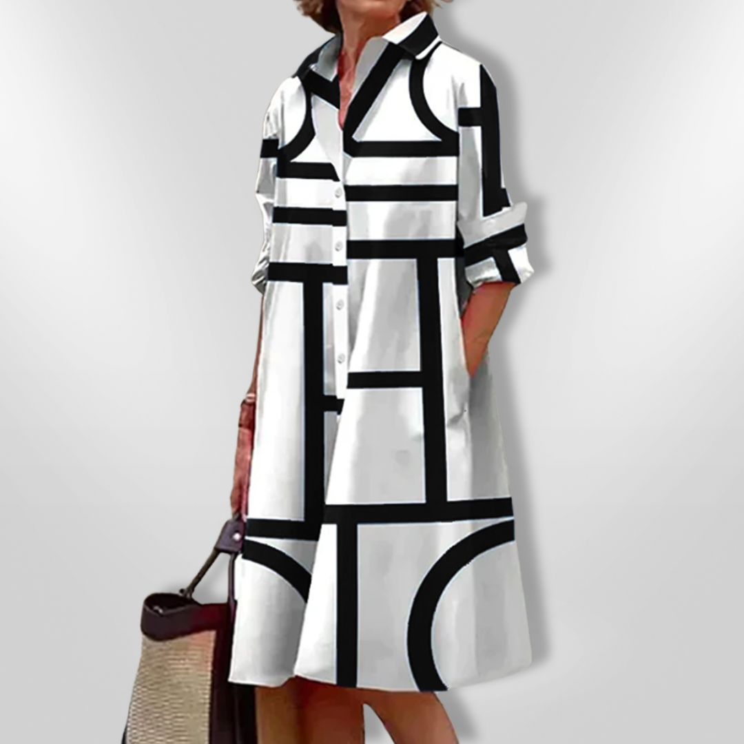 Nerina · Vestido geométrico elegante