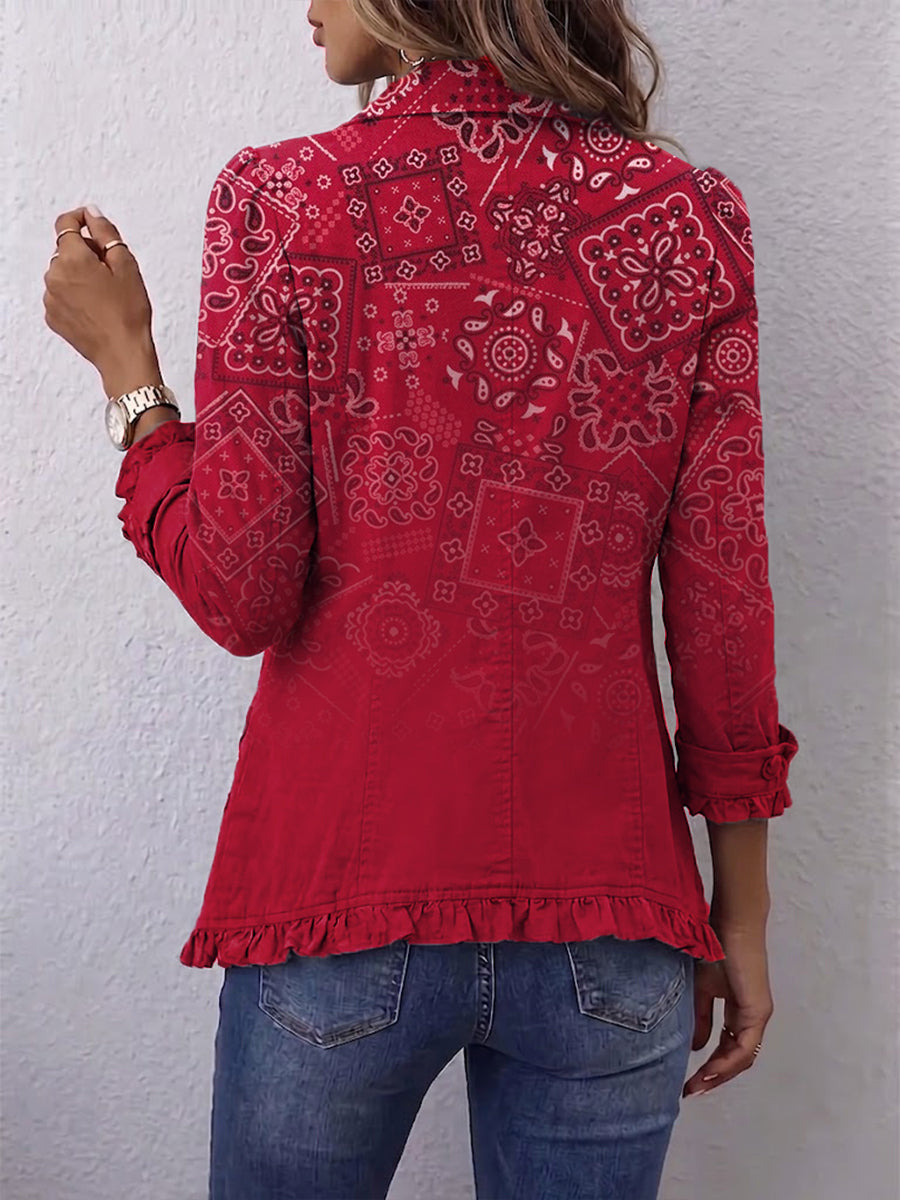 Clotilde · Chaqueta cachemir degradado con volantes