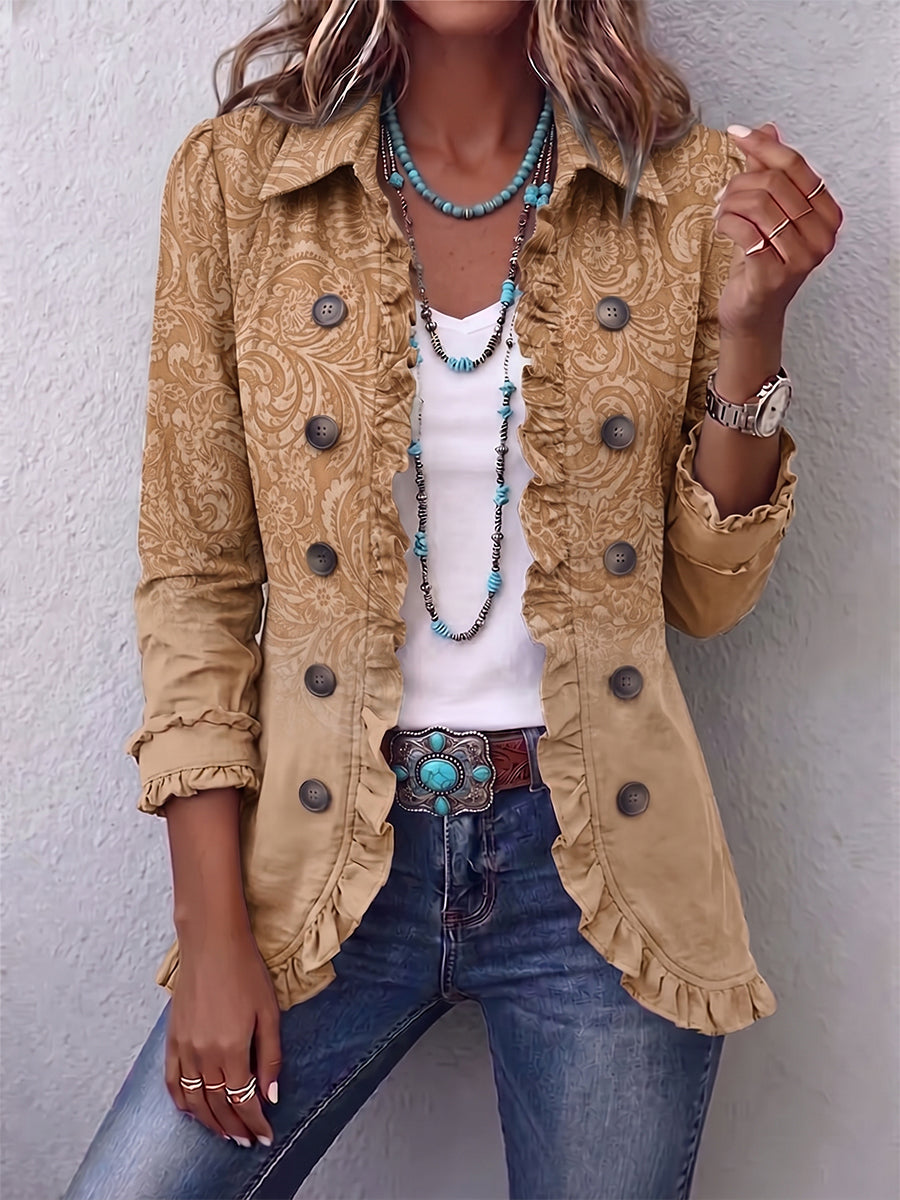 Covadonga · Chaqueta de estampado de relieve con volantes