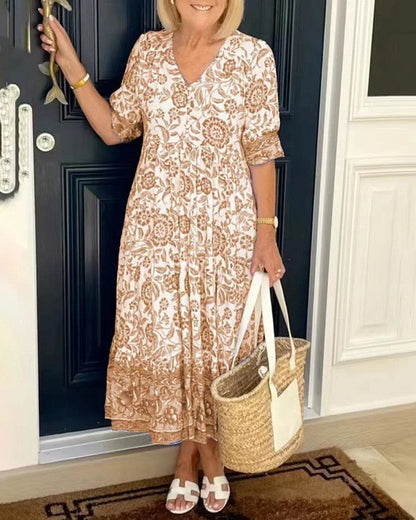 Manoli | Elegante vestido floral con cuello en V
