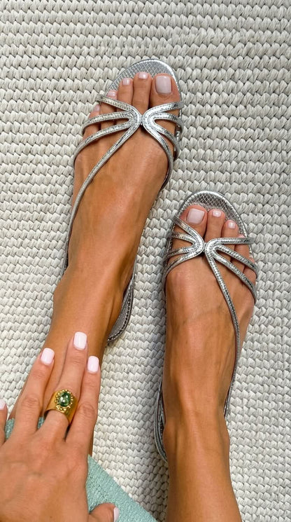 Sandalias de tiras  metalizada