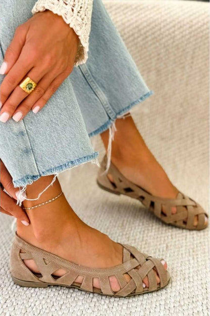 Sandalias de puntera abierta entrelazadas, casuales y planas con tiras cruzadas