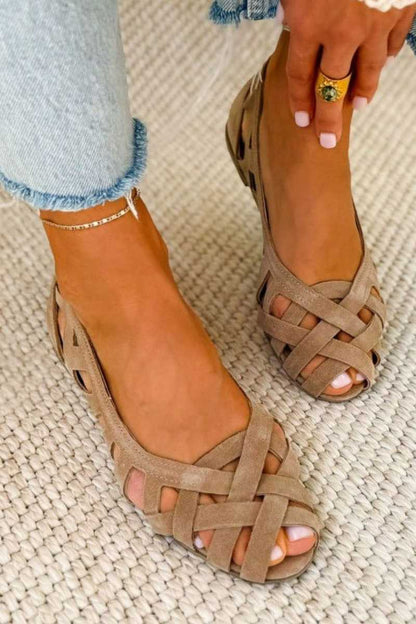 Sandalias de puntera abierta entrelazadas, casuales y planas con tiras cruzadas