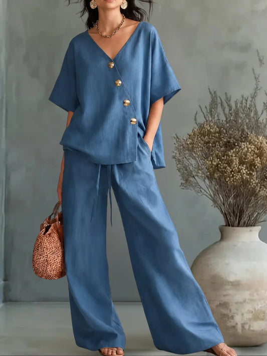 Greta | Conjunto de escote en V con botones