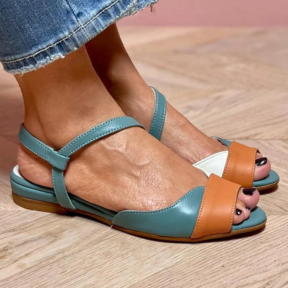 Sandalias slingback de puntera abierta acolchadas en color block