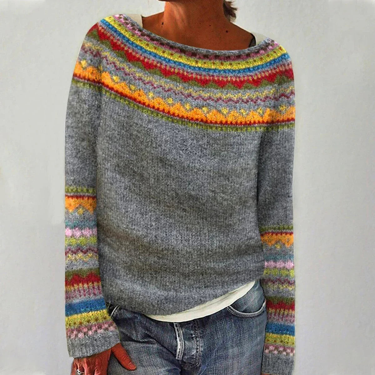 Brigida · Jersey otoñal retro y cómodo