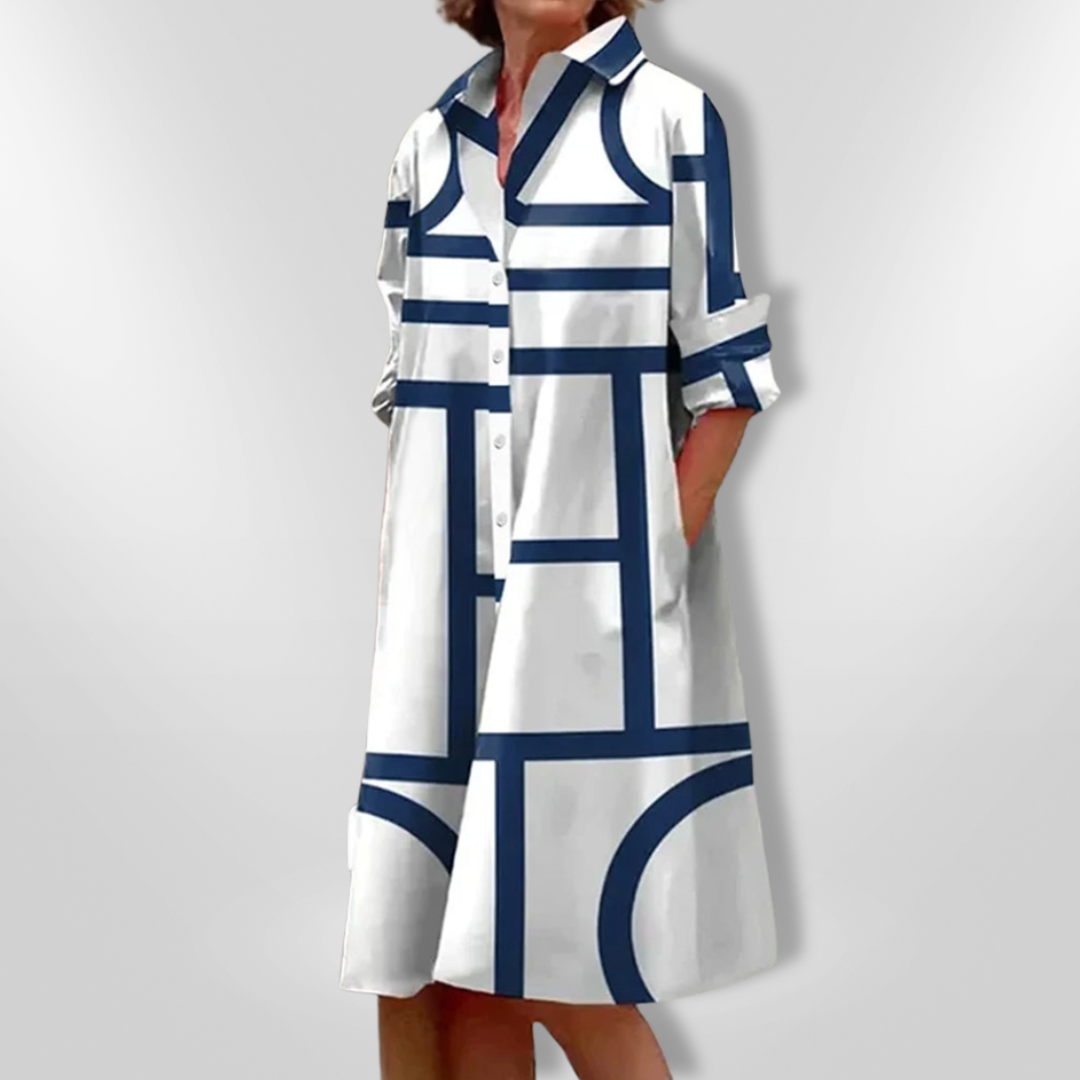 Nerina · Vestido geométrico elegante