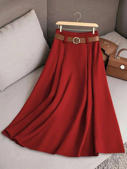 Zephyra · Falda Midi de Tiro Alto — Rojo