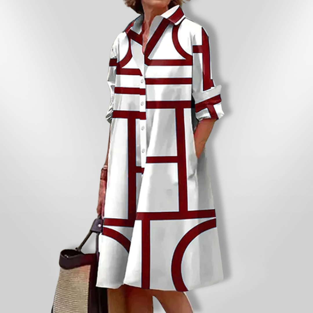 Nerina · Vestido geométrico elegante