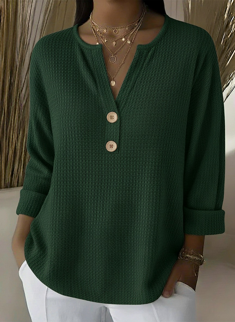 Lucía · Jersey Henley texturizado con botones