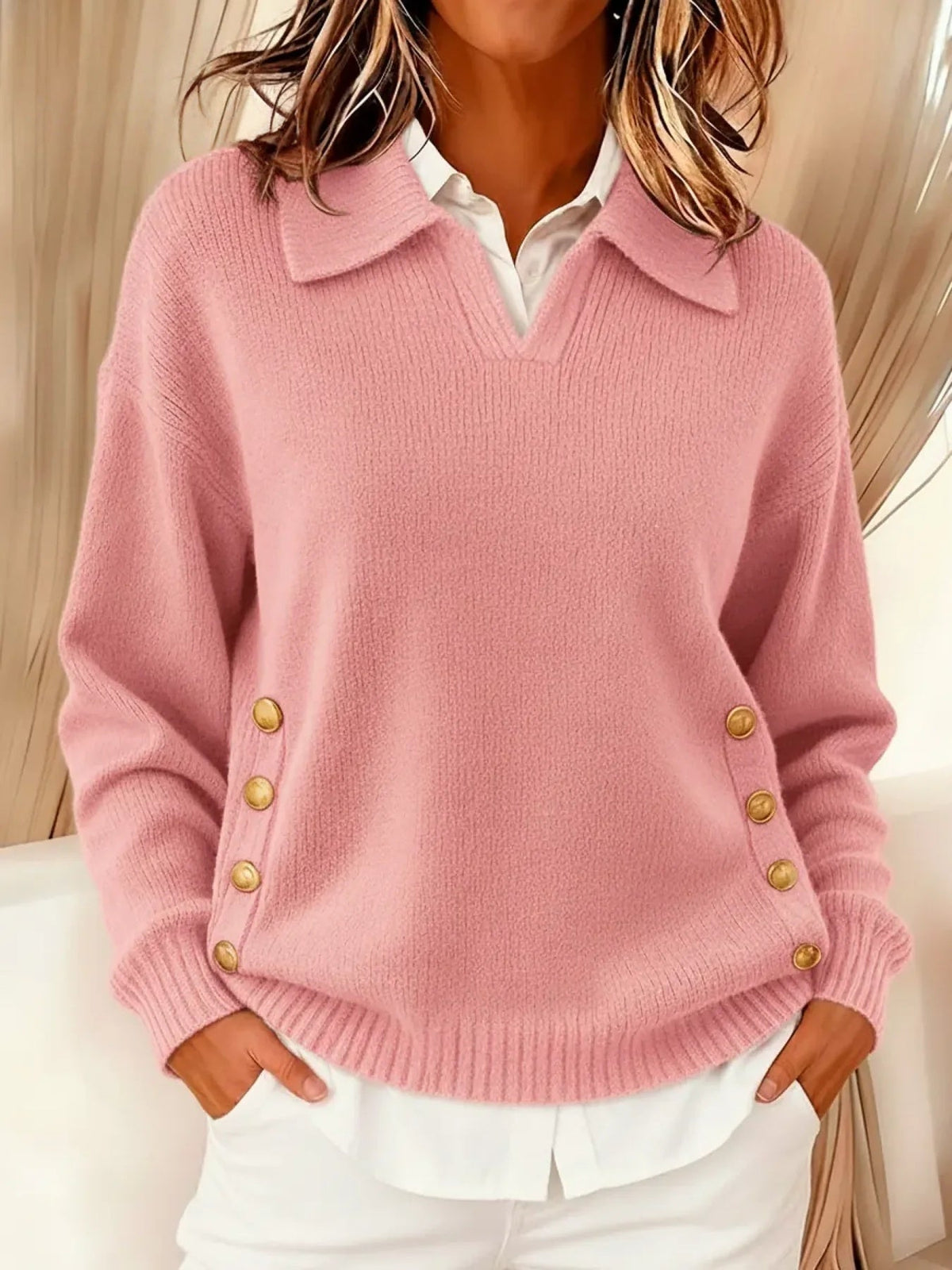 Vicenta · Jersey con cuello polo y botones