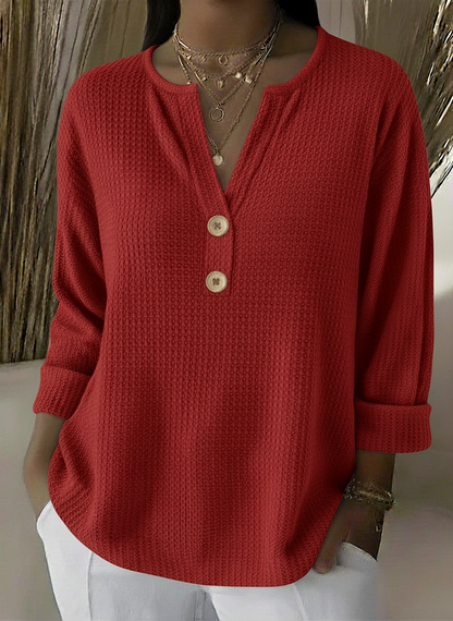 Lucía · Jersey Henley texturizado con botones