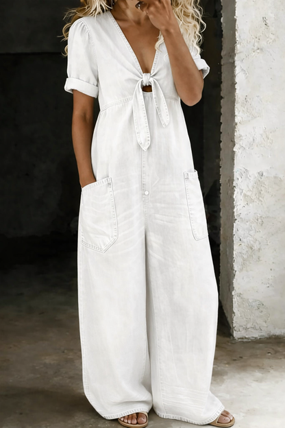 Maya | Mono denim con escote en V