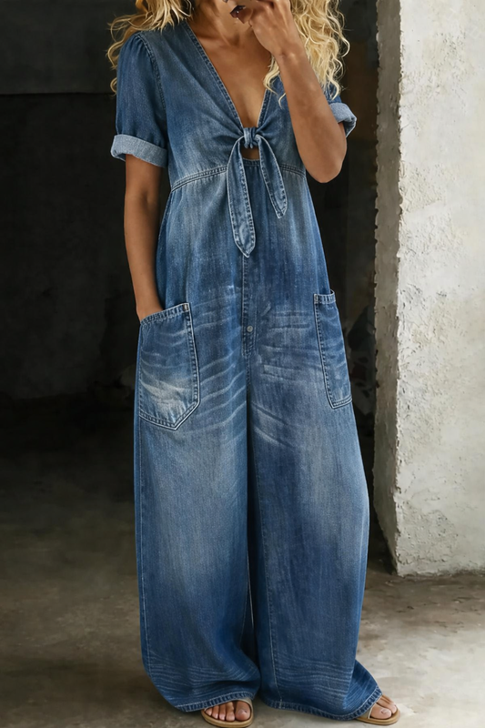 Maya™ | Mono denim con escote en V