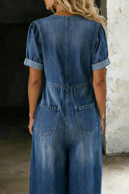 Maya | Mono denim con escote en V