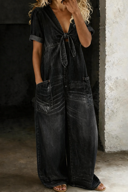 Maya | Mono denim con escote en V