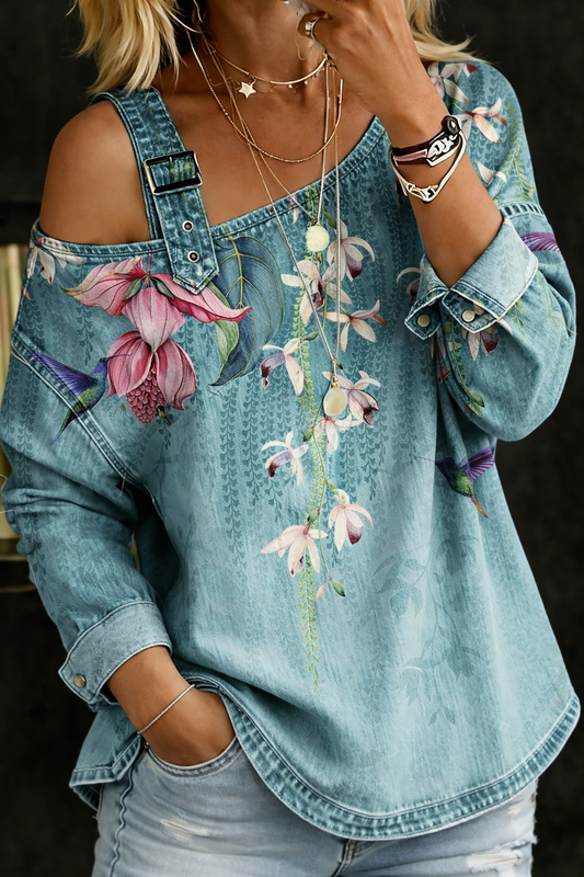 Danielle™ | Top de denim con hombros descubiertos