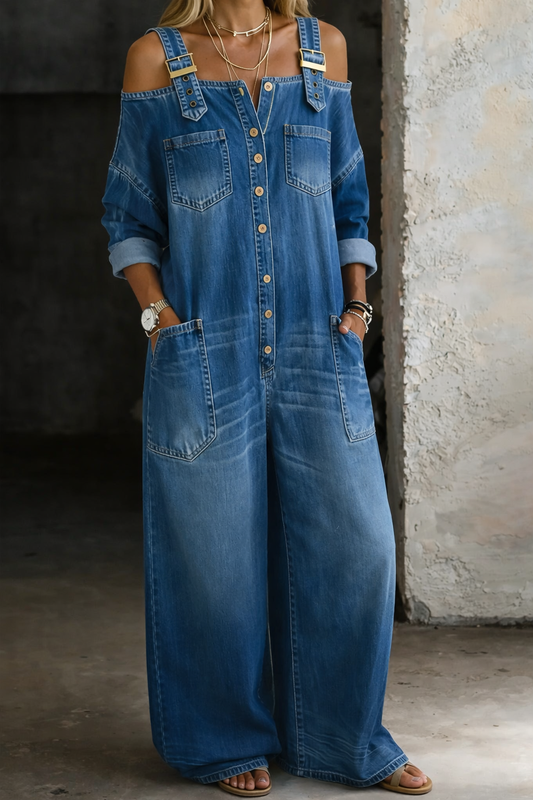 Sophia™ | Mono de jean con hombros descubiertos