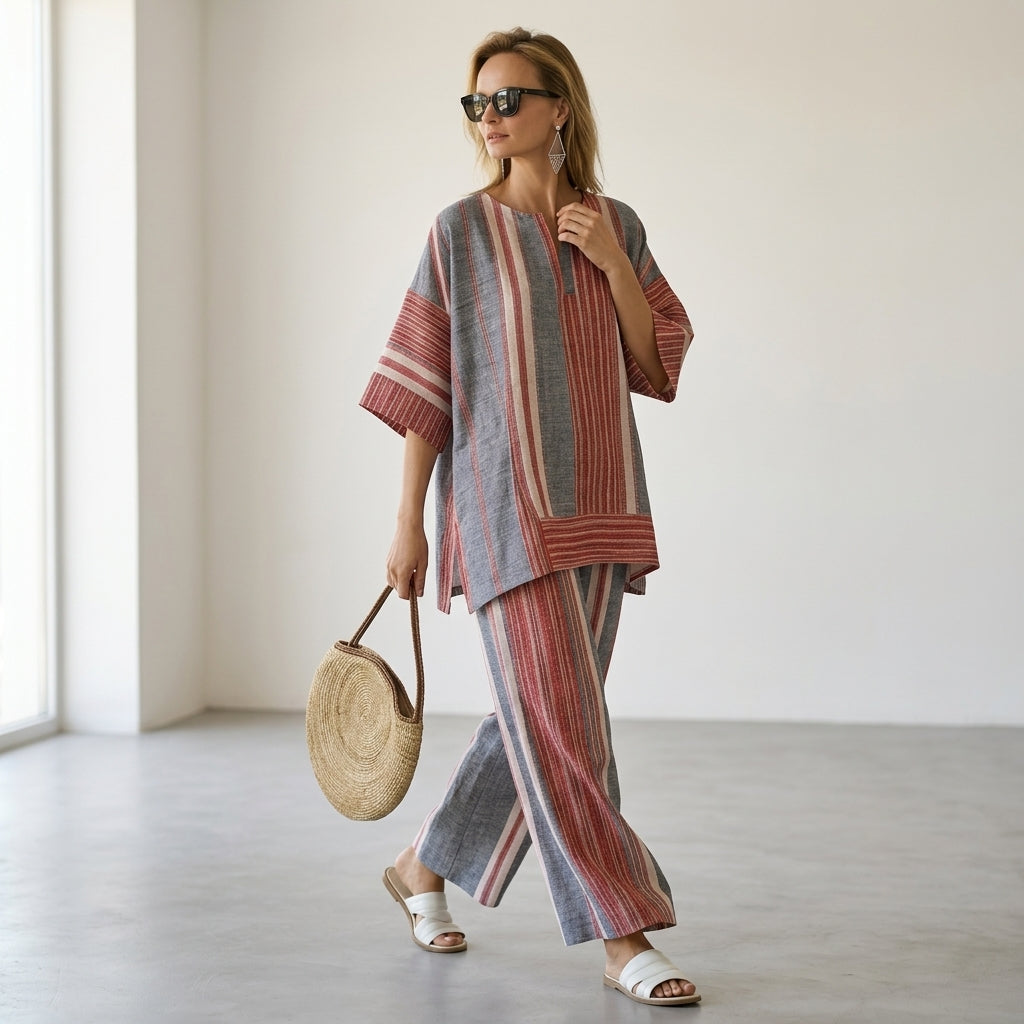 Celestina - Gris elegante con pantalones de pierna ancha