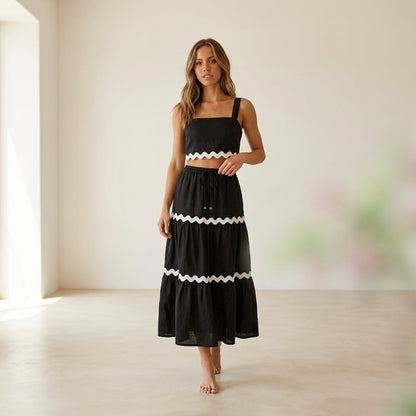 Conjunto Riviera Falda Midi + Top Ondas