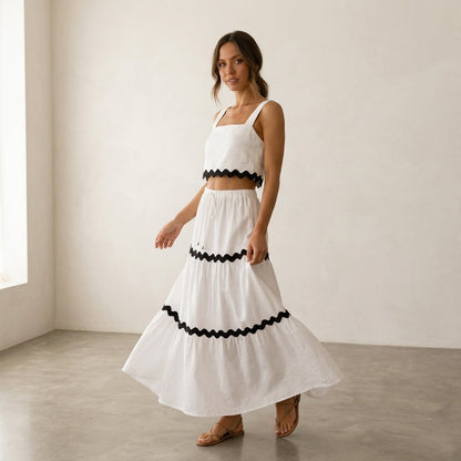 Conjunto Riviera Falda Midi + Top Ondas