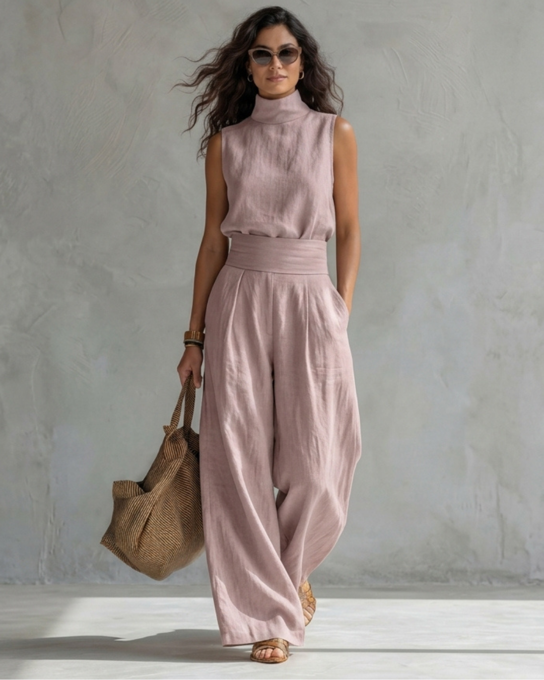 Maria · Conjunto elegante con pantalón ancho y top