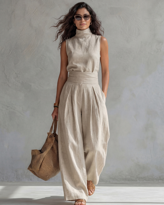 Maria · Conjunto elegante con pantalón ancho y top