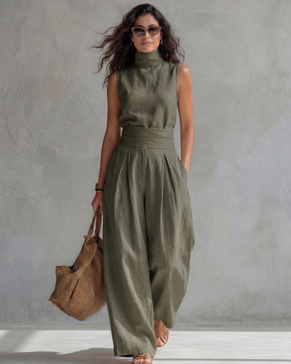 Maria · Conjunto elegante con pantalón ancho y top
