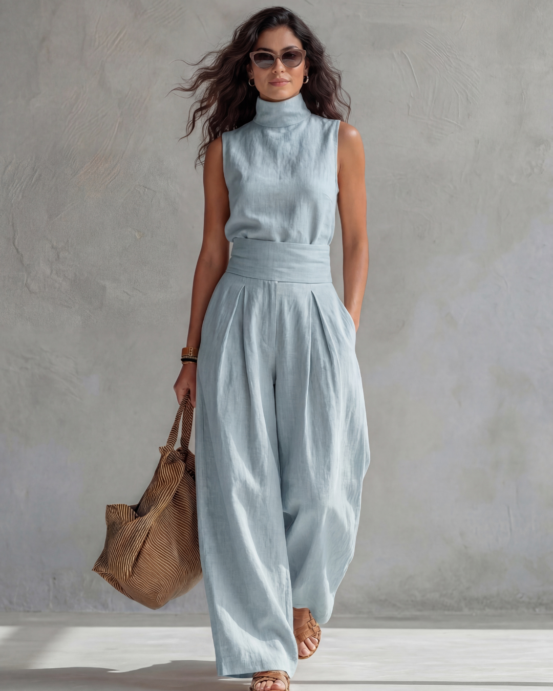 Maria · Conjunto elegante con pantalón ancho y top