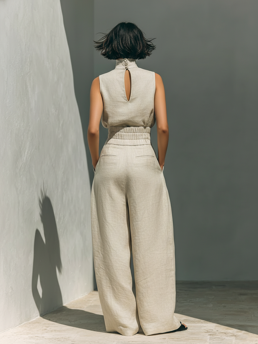 Maria · Conjunto elegante con pantalón ancho y top