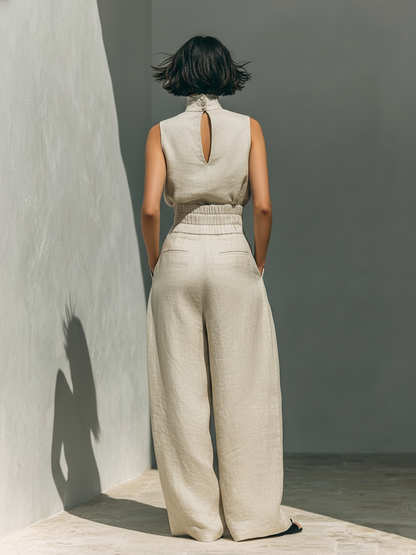 Maria · Conjunto elegante con pantalón ancho y top