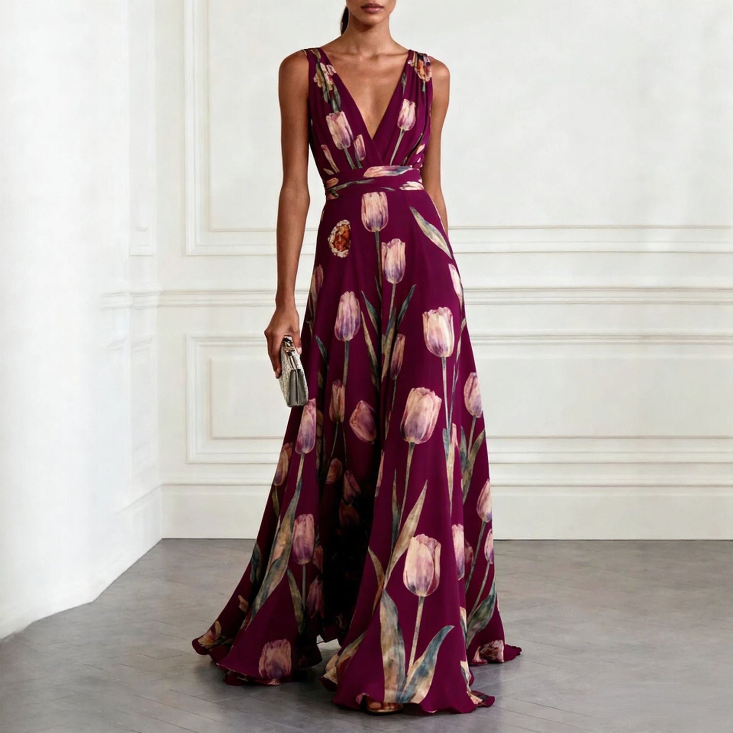 Aura | Vestido Largo Fluido con Escote en V