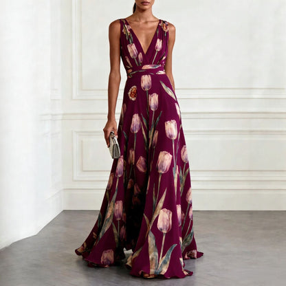 Aura | Vestido Largo Fluido con Escote en V