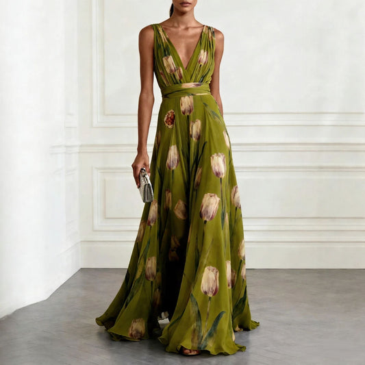 Aura | Vestido Largo Fluido con Escote en V