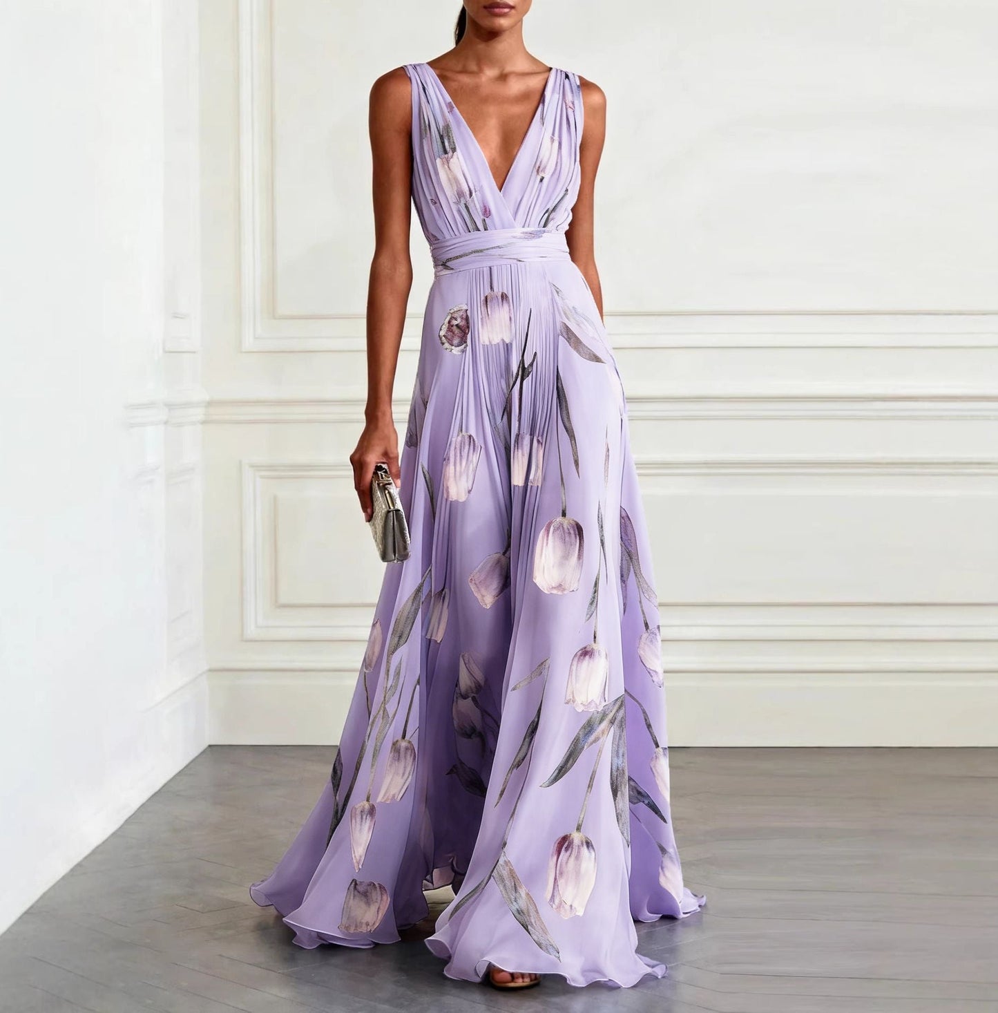 Aura | Vestido Largo Fluido con Escote en V
