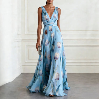 Aura | Vestido Largo Fluido con Escote en V