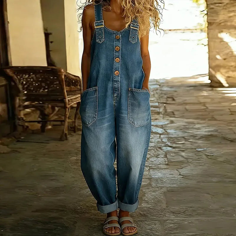 Mae | Mono vintage de algodón suave con efecto denim