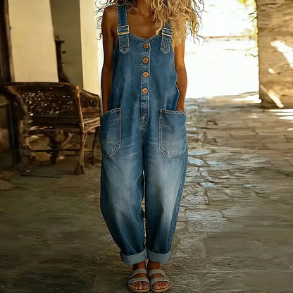 Mae | Mono vintage de algodón suave con efecto denim