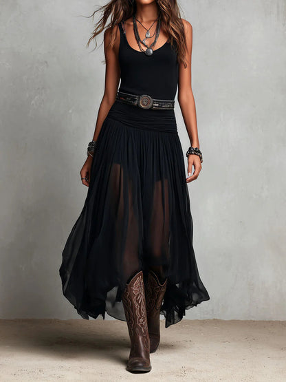 Thaïs · Vestido Maxi de Tul con Cinturón