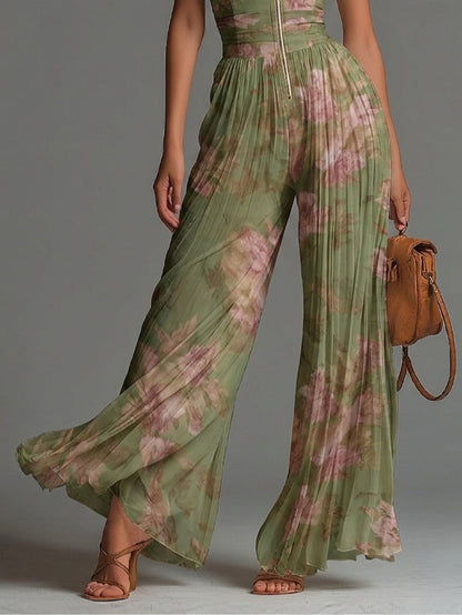 Charlotte | Mono fluido plisado con flores verdes — foto 4