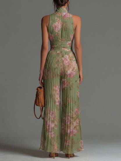 Charlotte | Mono fluido plisado con flores verdes — foto 3
