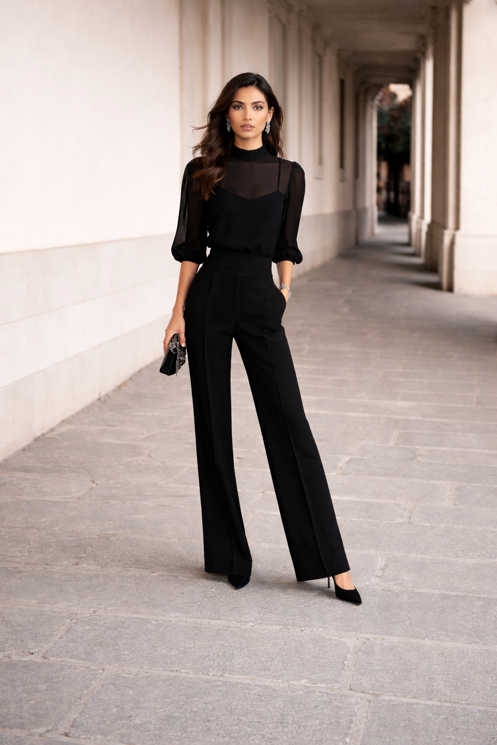 Valentina · Conjunto de tres piezas con pantalón ancho