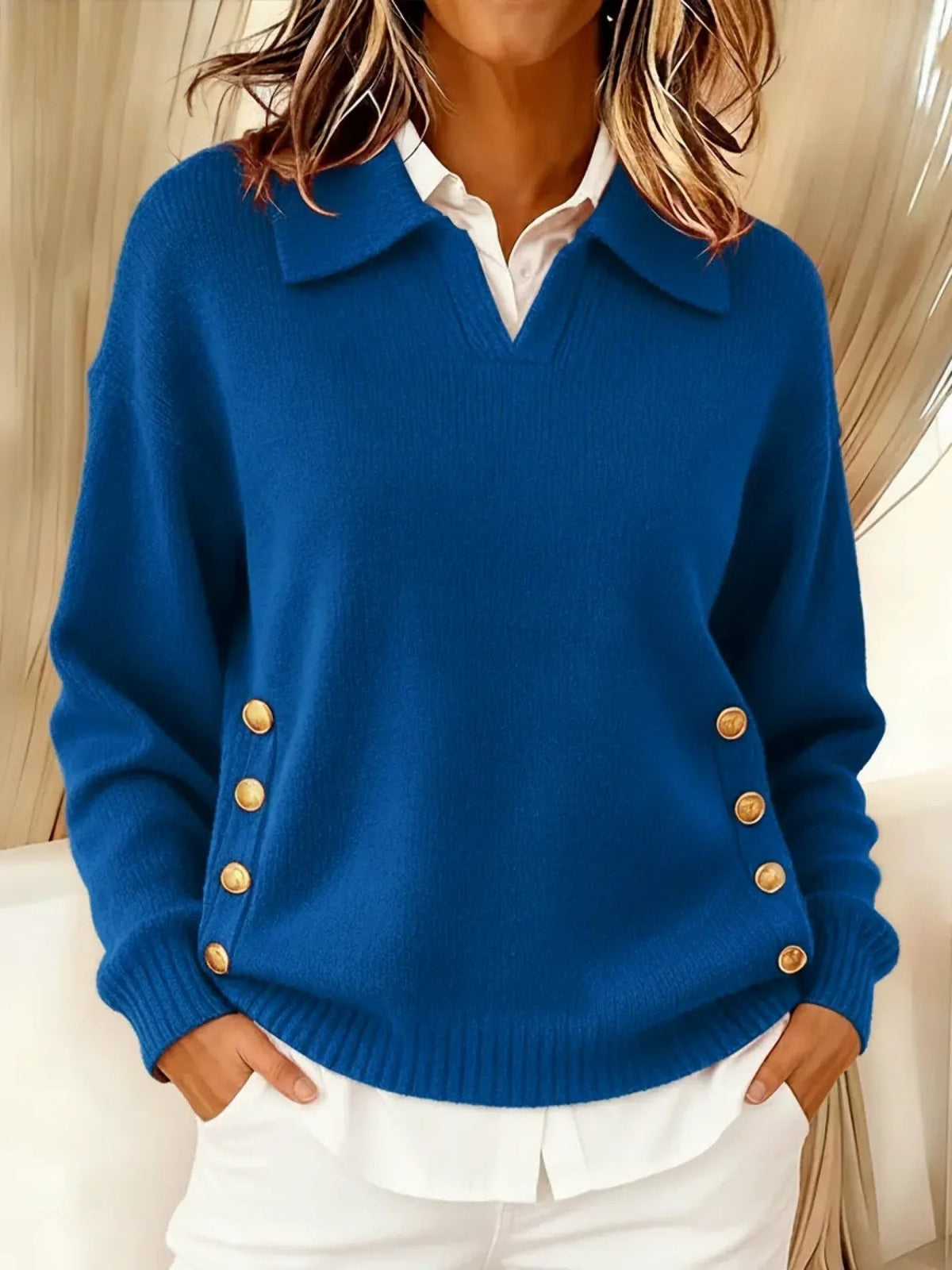 Vicenta · Jersey con cuello polo y botones