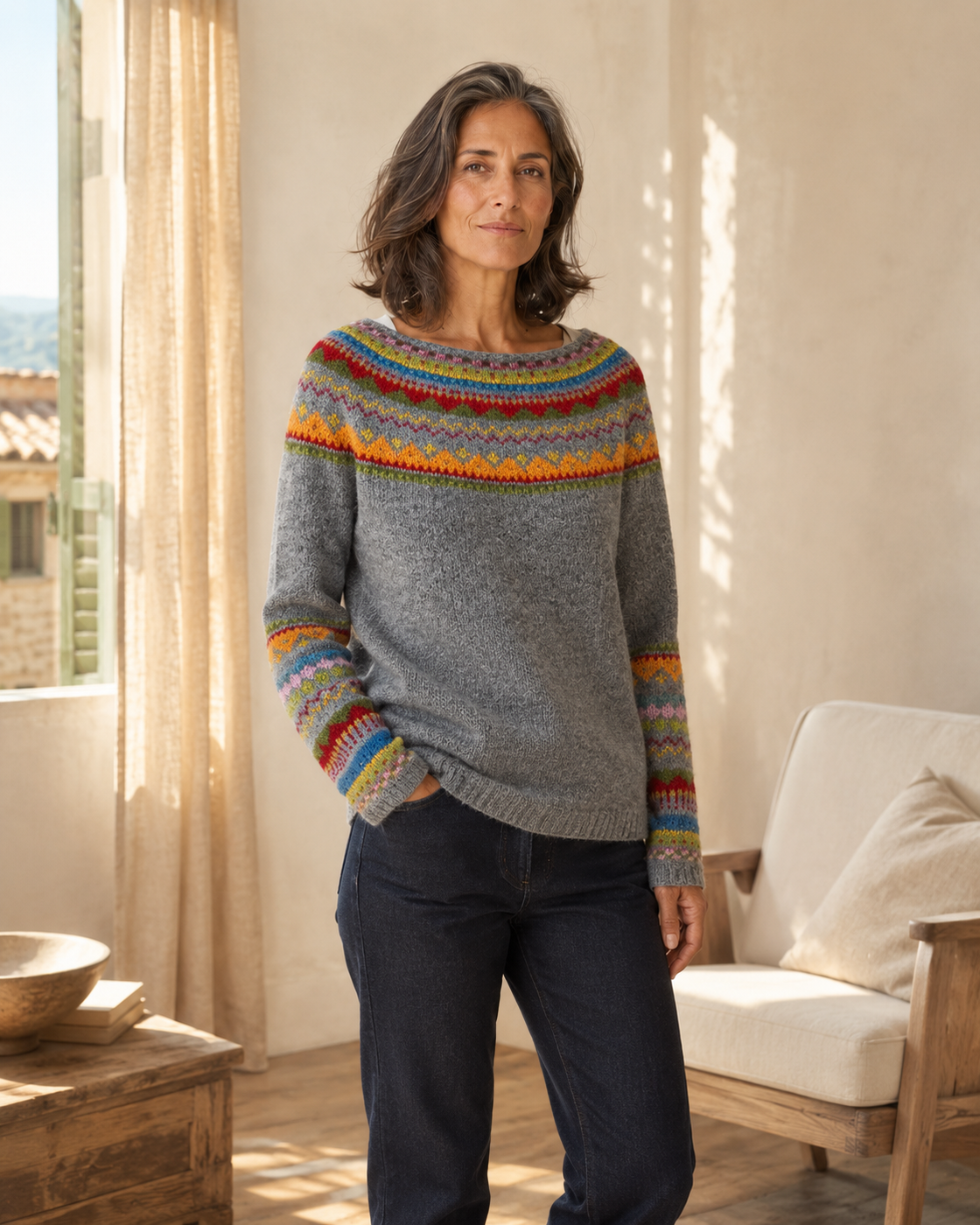 Brigida · Jersey otoñal retro y cómodo