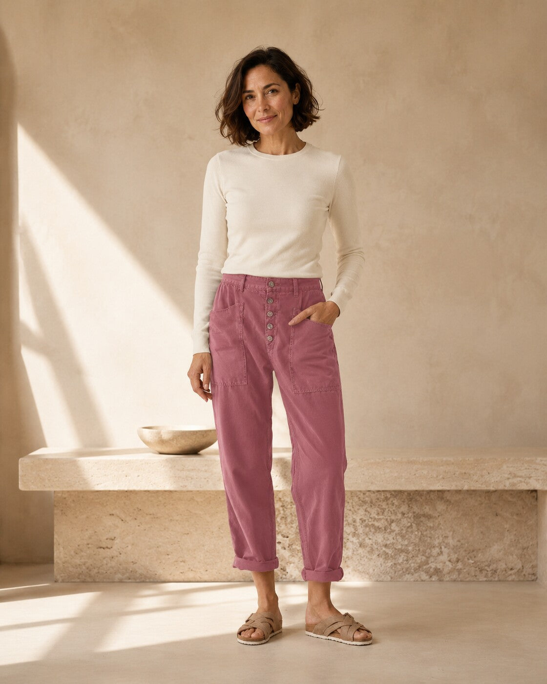 Emilia · Pantalones relajados y brillantes