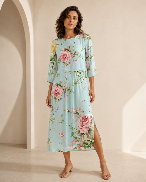 Fiorella · Vestido floral suave