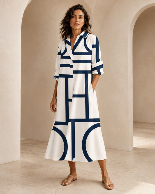 Nerina · Vestido geométrico elegante