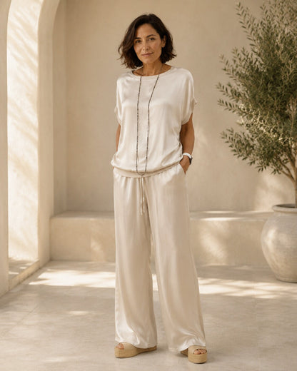 Rita · Conjunto de blusa y pantalón de seda