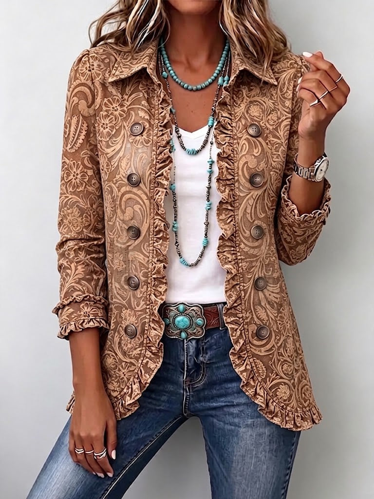 Concepción · Chaqueta floral vintage con volantes