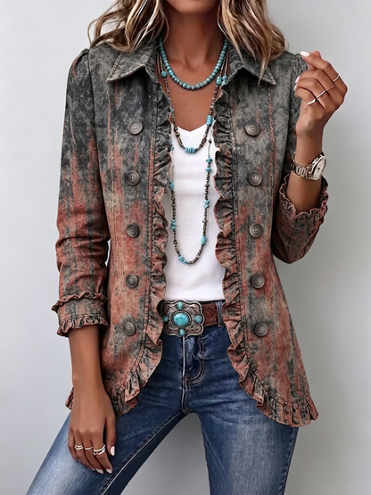 Benita · Chaqueta degradada texturizada con volantes
